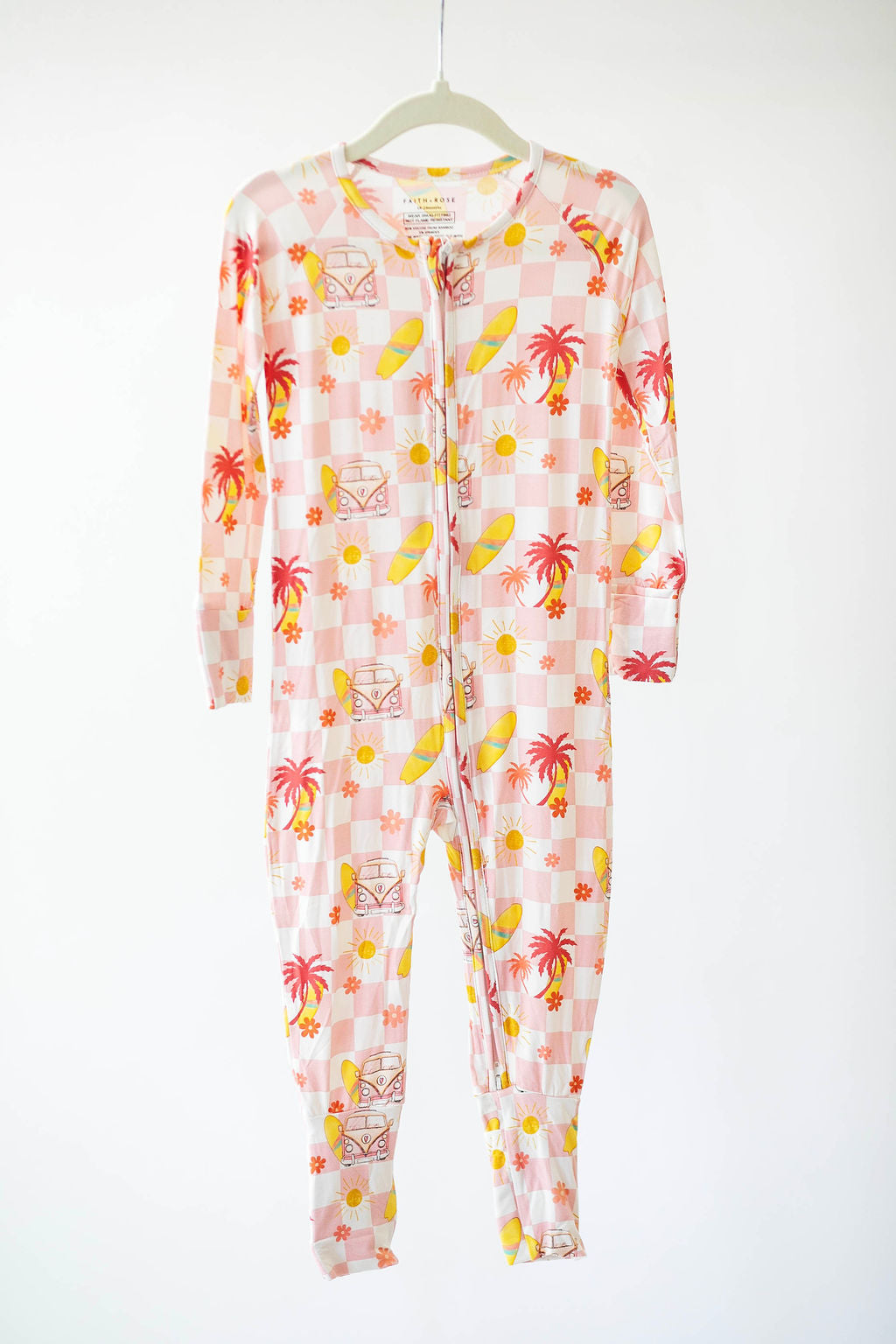 Retro Beach Zipper Pajama - Pink