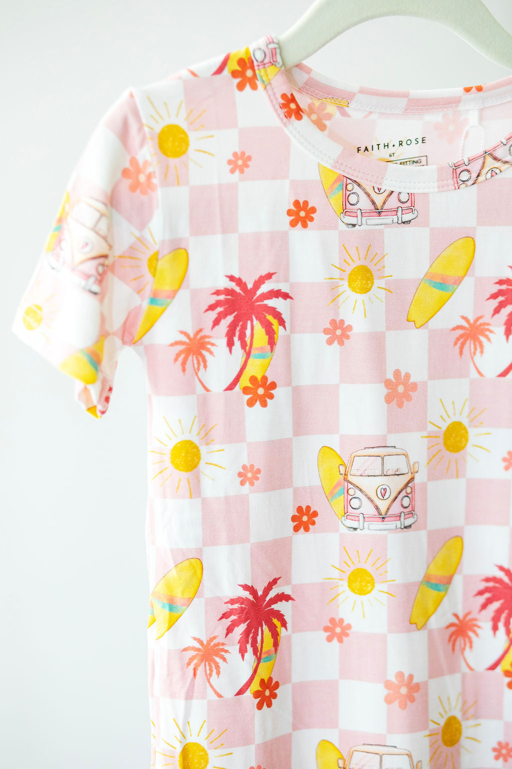 Retro Beach Two Piece Pajama set - Pink