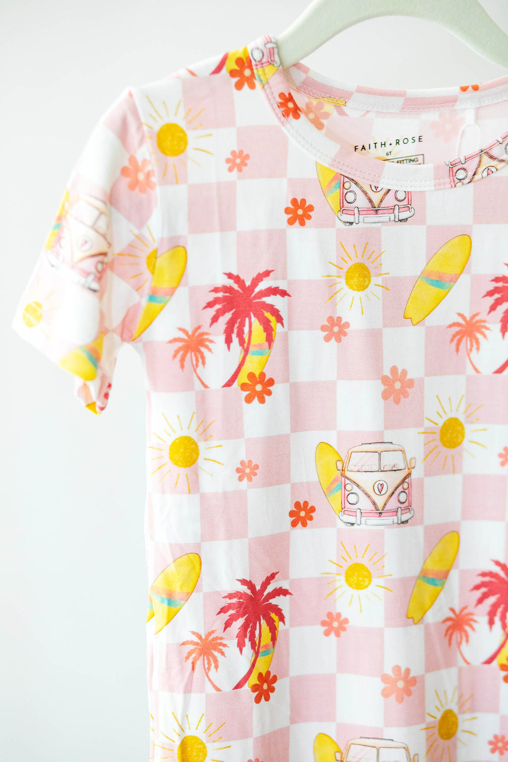 Retro Beach Two Piece Pajama set - Pink