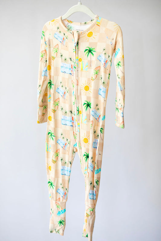 Retro Beach Zipper Pajama- Neutral
