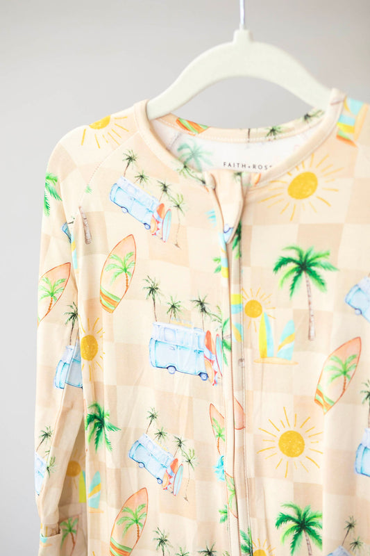 Retro Beach Zipper Pajama- Neutral
