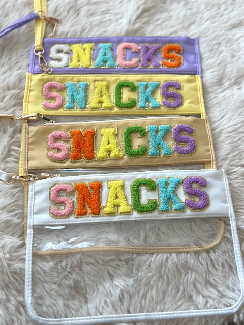 SNACKS chenille letter pouch