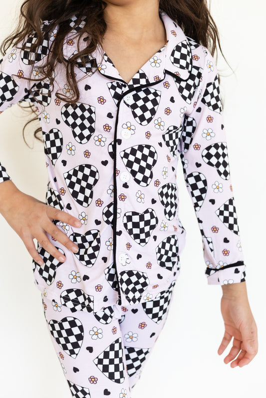 Girl's Groovy Heart Flare Pajamas