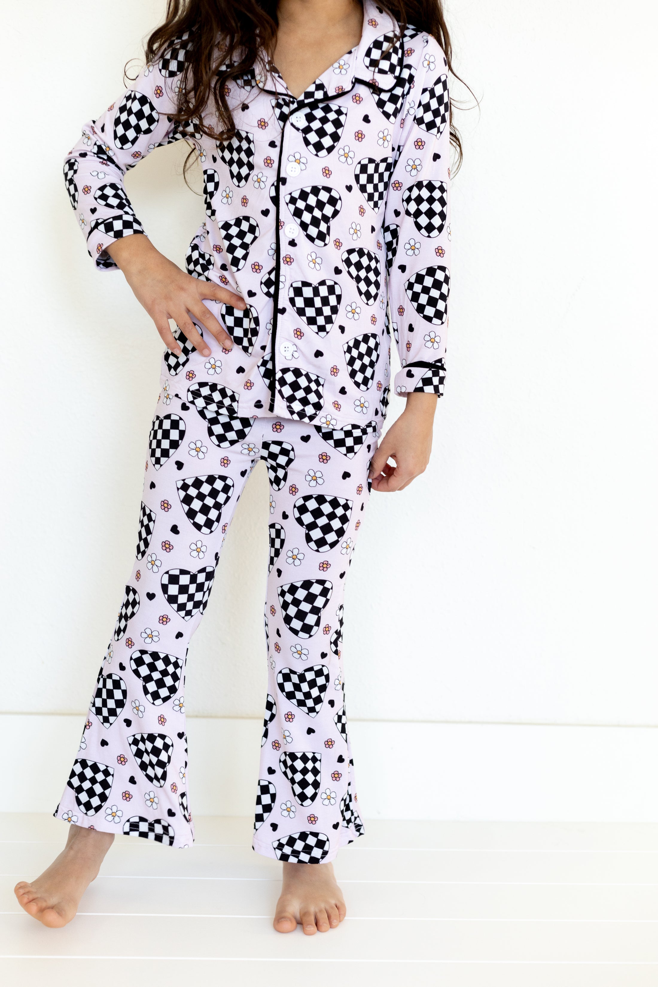 Girl's Groovy Heart Flare Pajamas