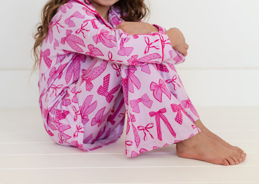 Pink Bow Flare Pant Pajamas