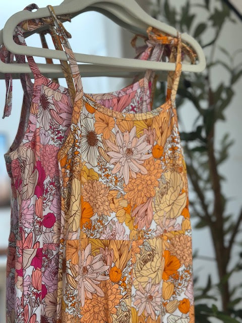 Blush & Bloom Bell Bottom Romper - Marigold