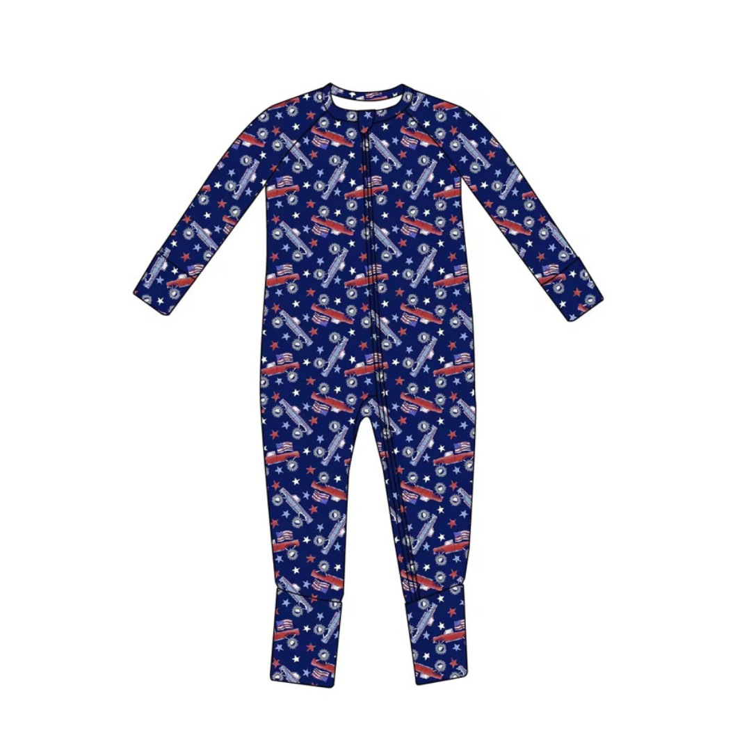 Stars & Stripes Zipper Pajama- 40% off. FINAL SALE.