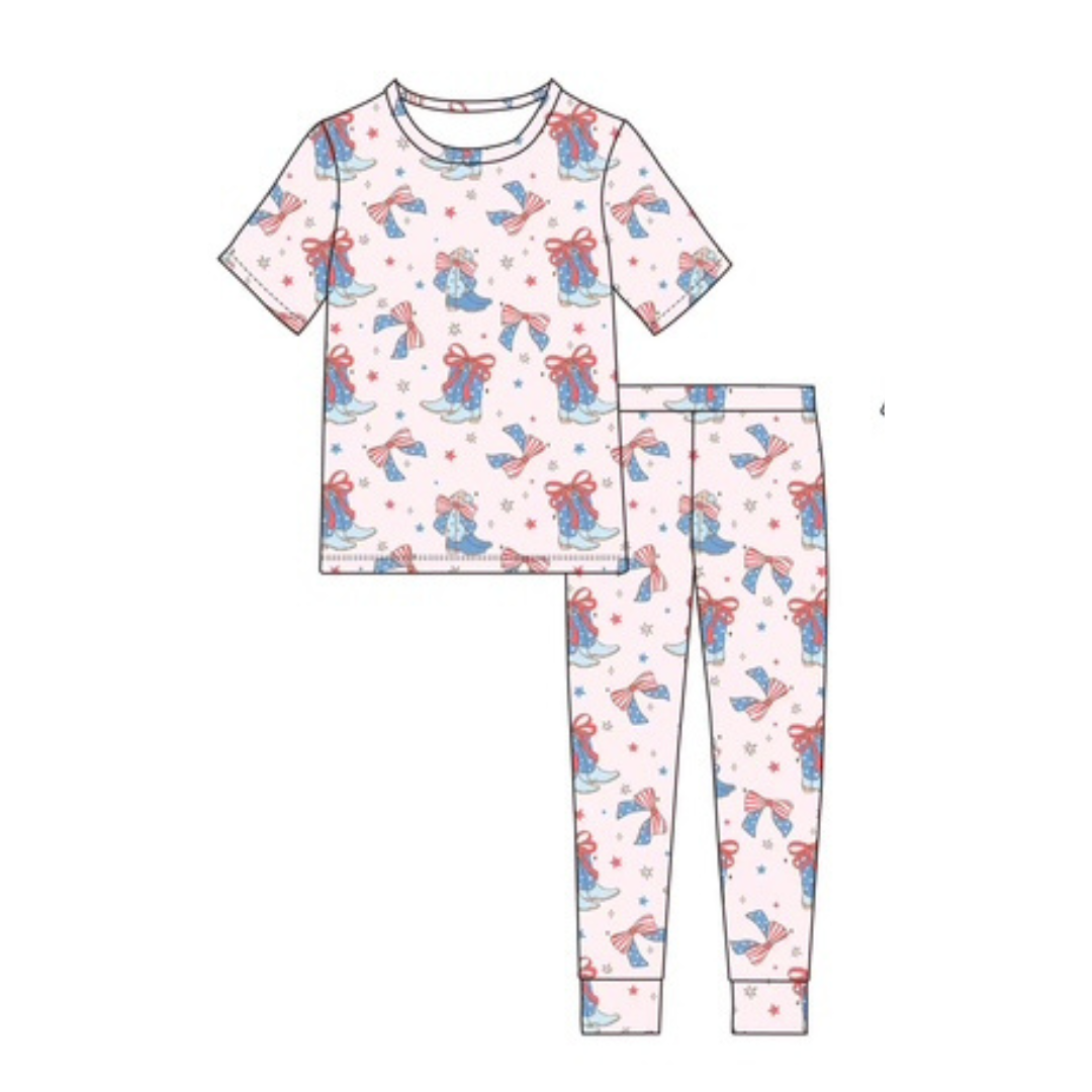 Boots & Bows Two Piece Pajama Set- 40% OFF. FINAL SALE.