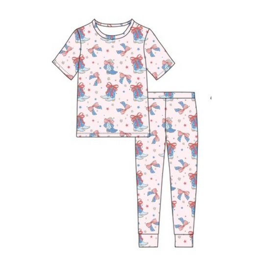 Boots & Bows Two Piece Pajama Set- 40% OFF. FINAL SALE.